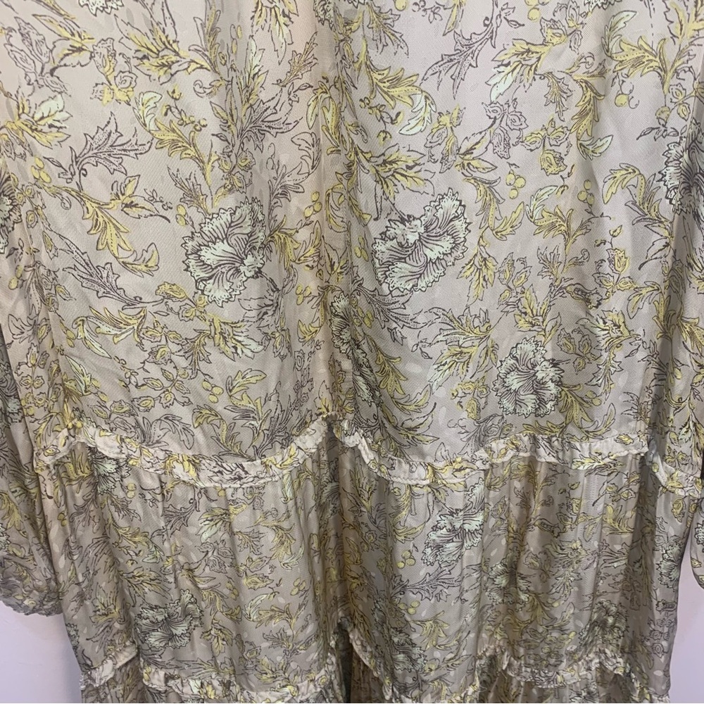 Current air Anthropologie Floral Satin Tiered Maxi Dress Long Sleeve - Picture 6 of 12